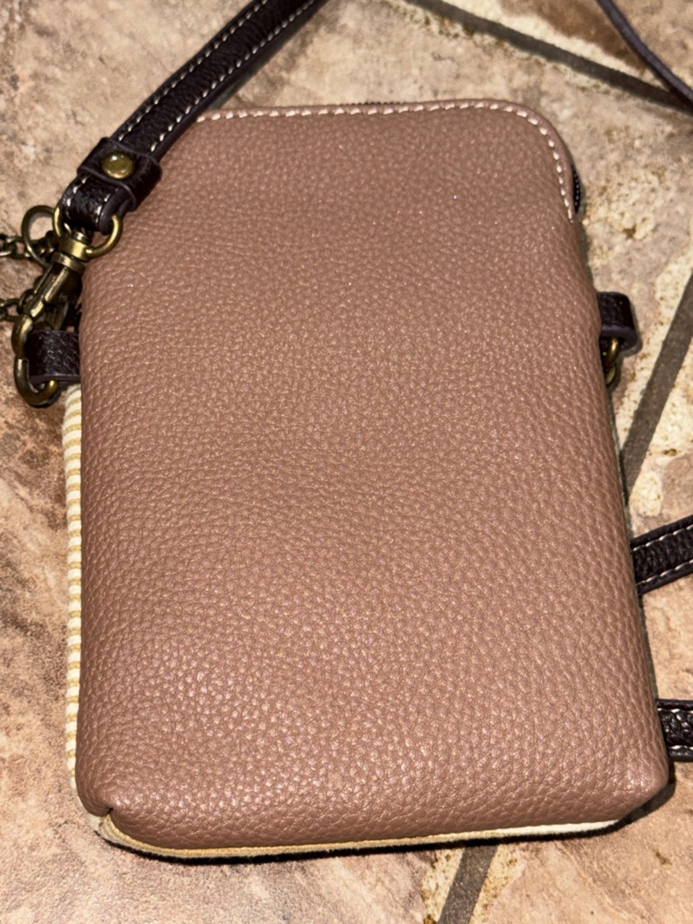 CHALA Dog Appliqué Crossbody Bag in Brown & Cream - Picture 3 of 4